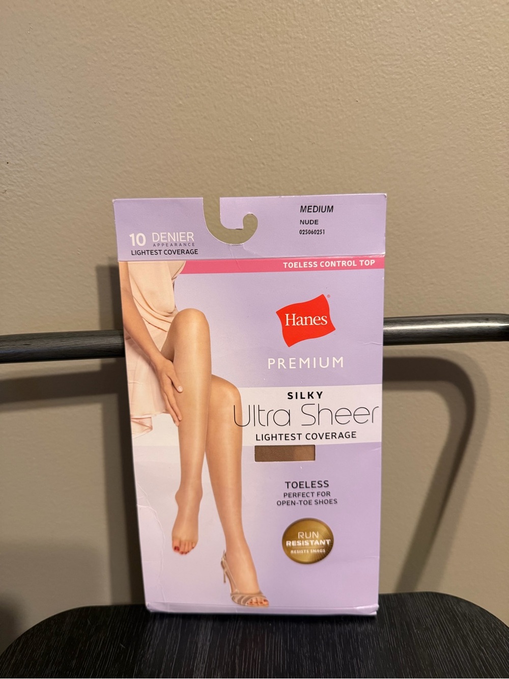 NIP Hanes Premium Silky Ultra Sheer Toeless Control Top Pantyhose Medium Nude